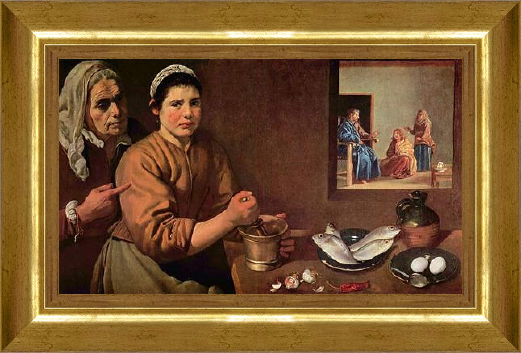 Картина в раме - Cristo en casa de Marta y Maria. Диего Веласкес