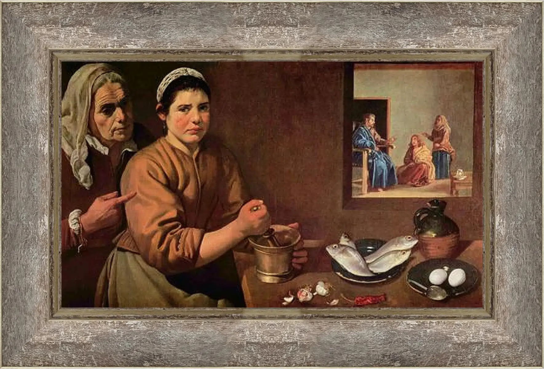 Картина в раме - Cristo en casa de Marta y Maria. Диего Веласкес