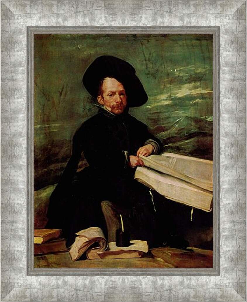 Картина в раме - A Dwarf Holding a Tome in His Lap. Диего Веласкес