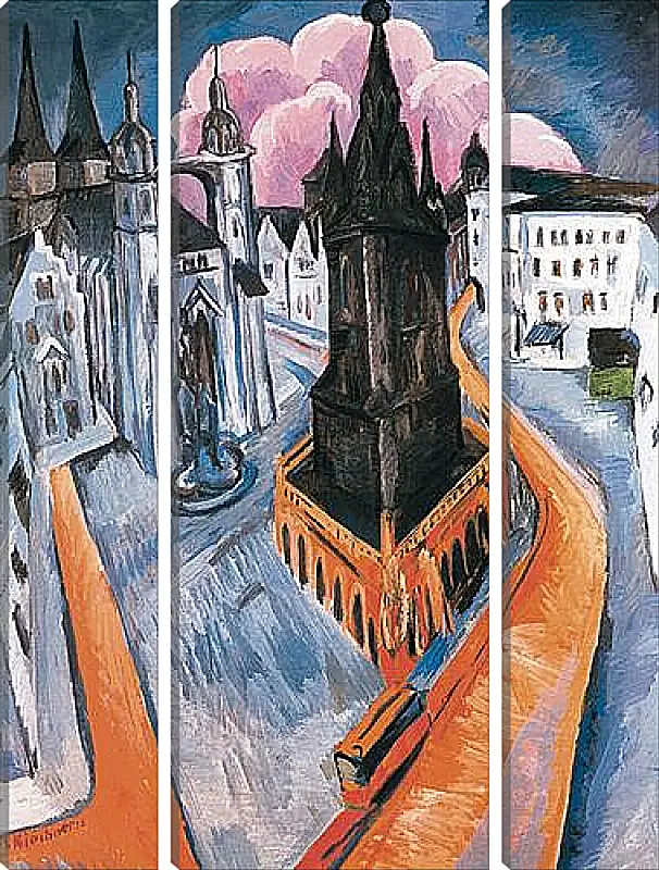 Модульная картина - The Red Tower in Halle. Эрнст Людвиг Кирхнер