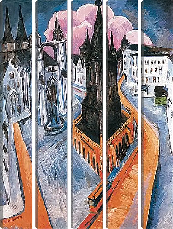 Модульная картина - The Red Tower in Halle. Эрнст Людвиг Кирхнер