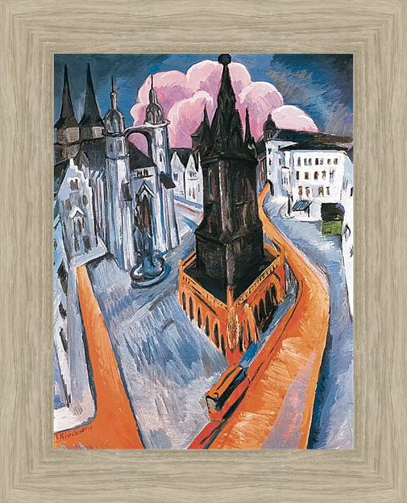 Картина в раме - The Red Tower in Halle. Эрнст Людвиг Кирхнер