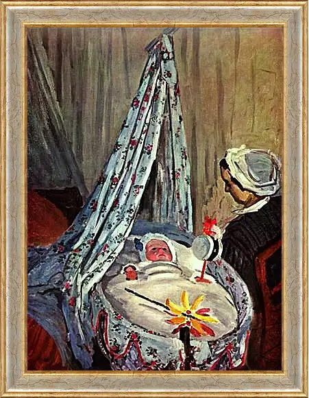 Картина в раме - Jean Monet in the Cradle. Клод Моне