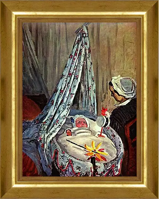 Картина в раме - Jean Monet in the Cradle. Клод Моне