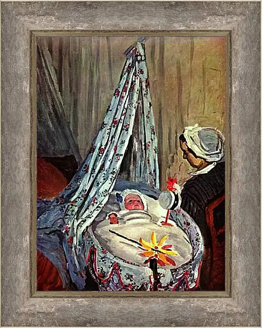 Картина в раме - Jean Monet in the Cradle. Клод Моне