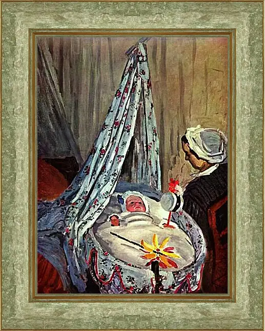 Картина в раме - Jean Monet in the Cradle. Клод Моне