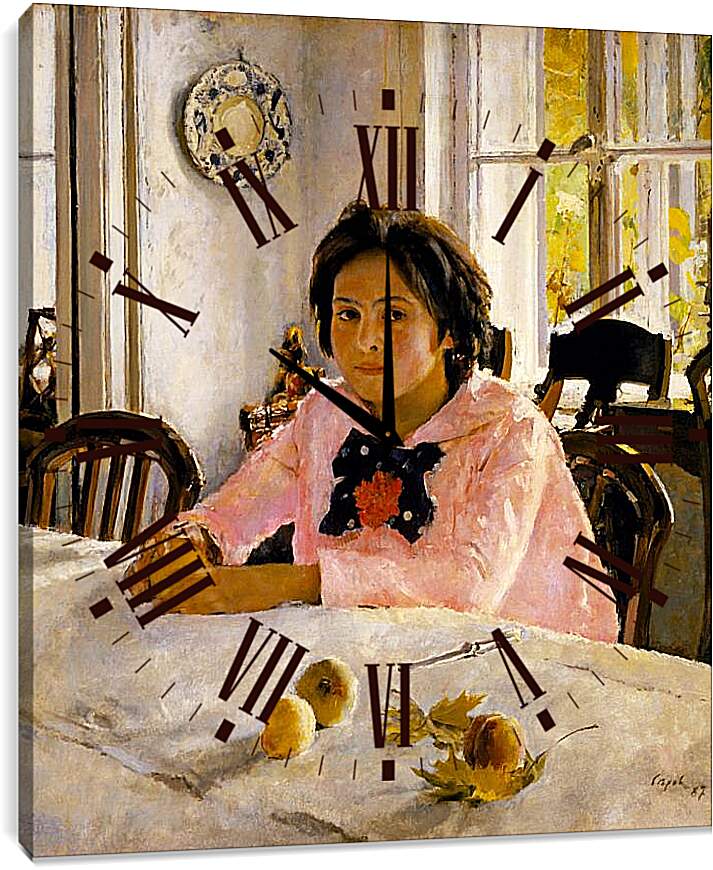 Часы картина - Девочка с персиками. Валентин Александрович Серов