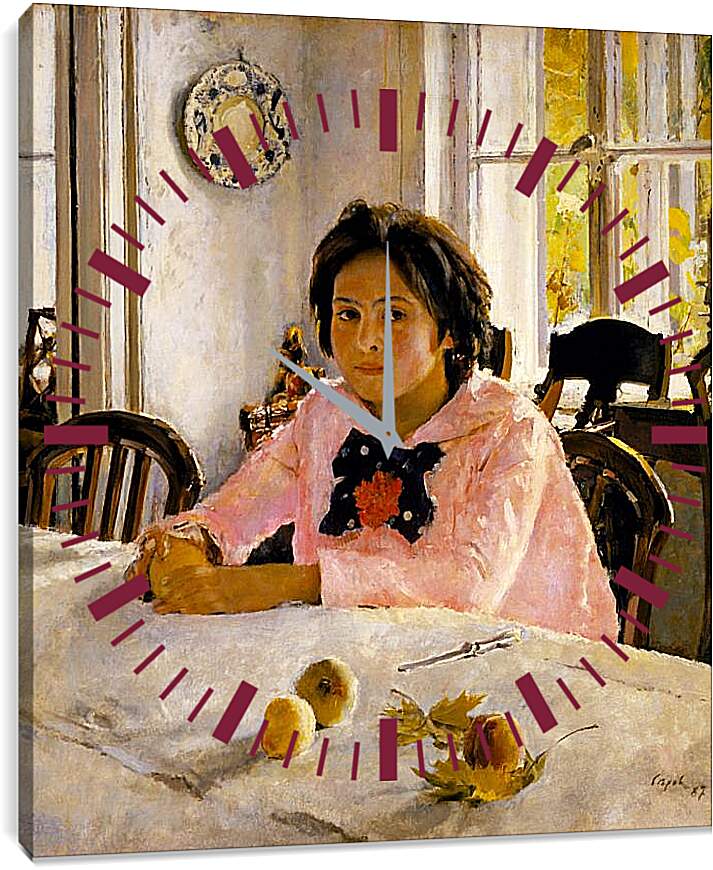 Часы картина - Девочка с персиками. Валентин Александрович Серов