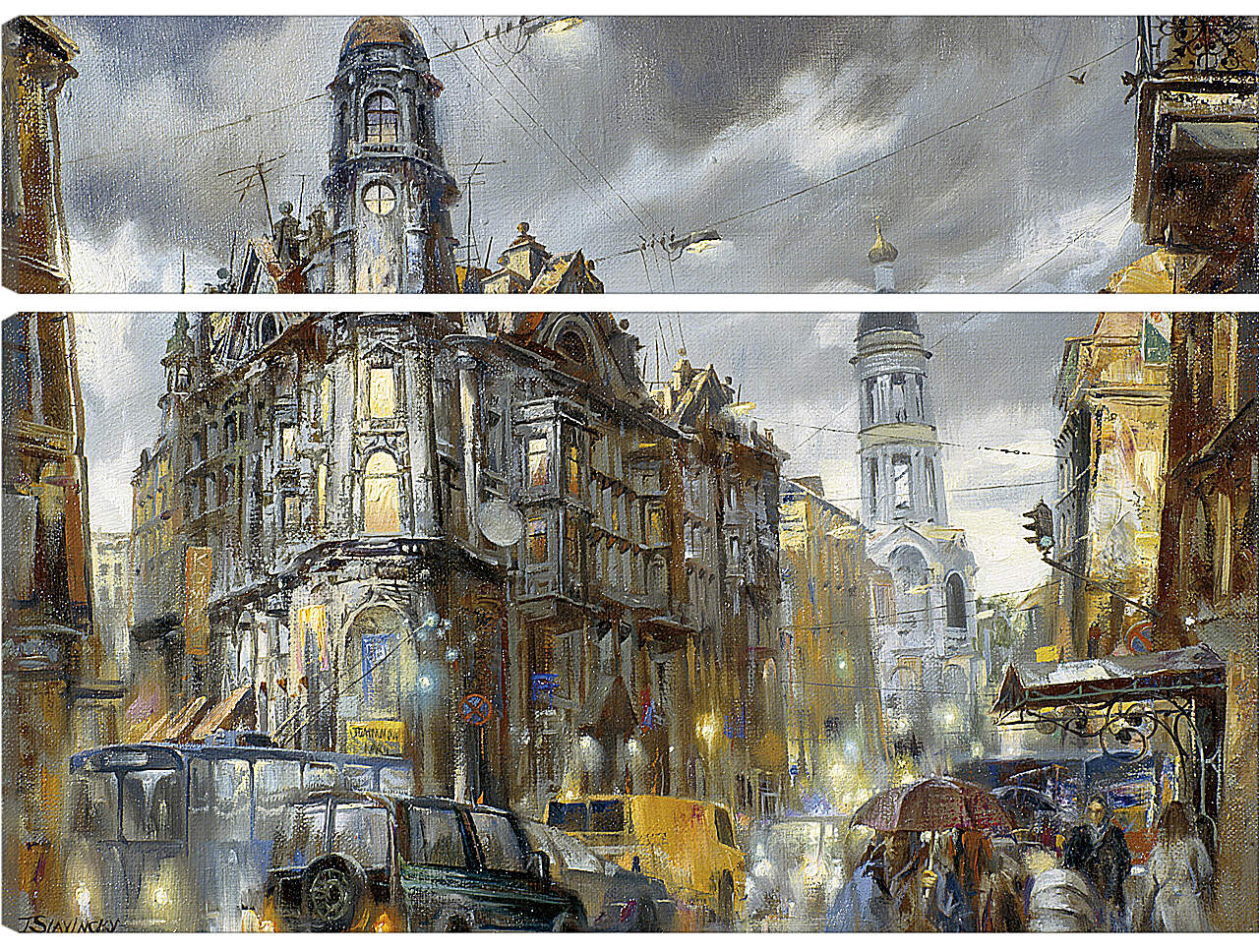 Модульная картина - Дождь в Санкт-Петербурге