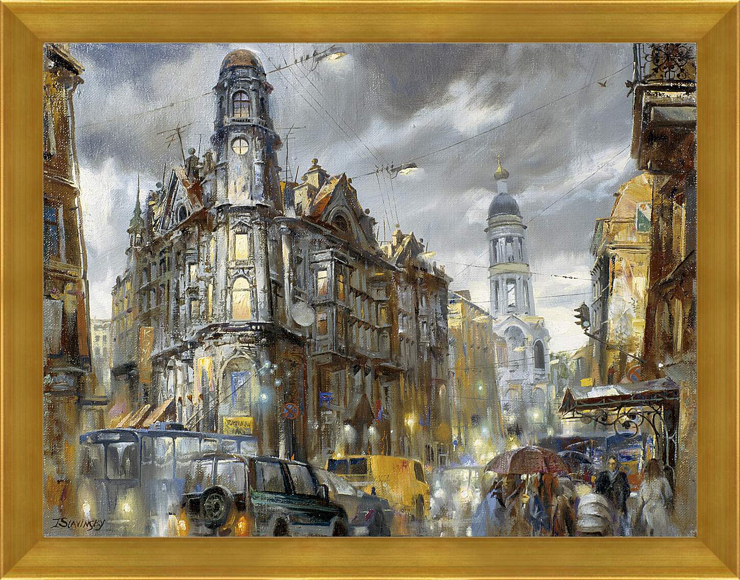 Картина в раме - Дождь в Санкт-Петербурге