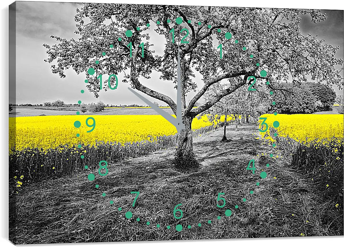 Часы картина - Поле жёлтых цветов