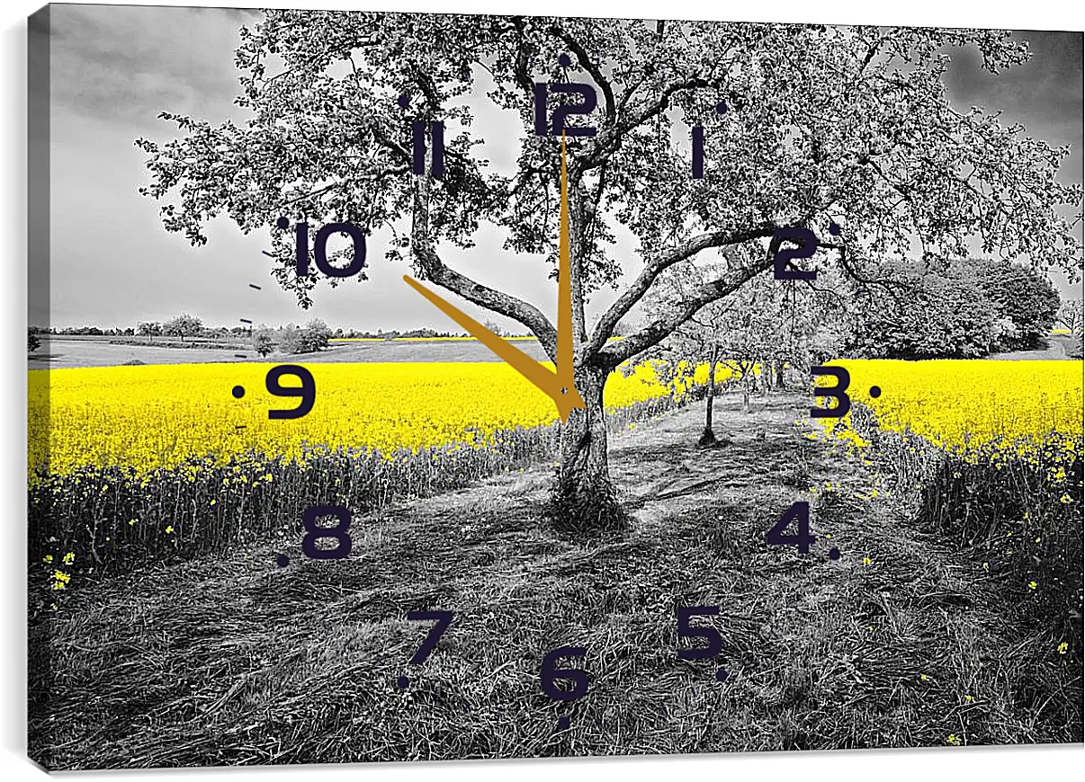 Часы картина - Поле жёлтых цветов