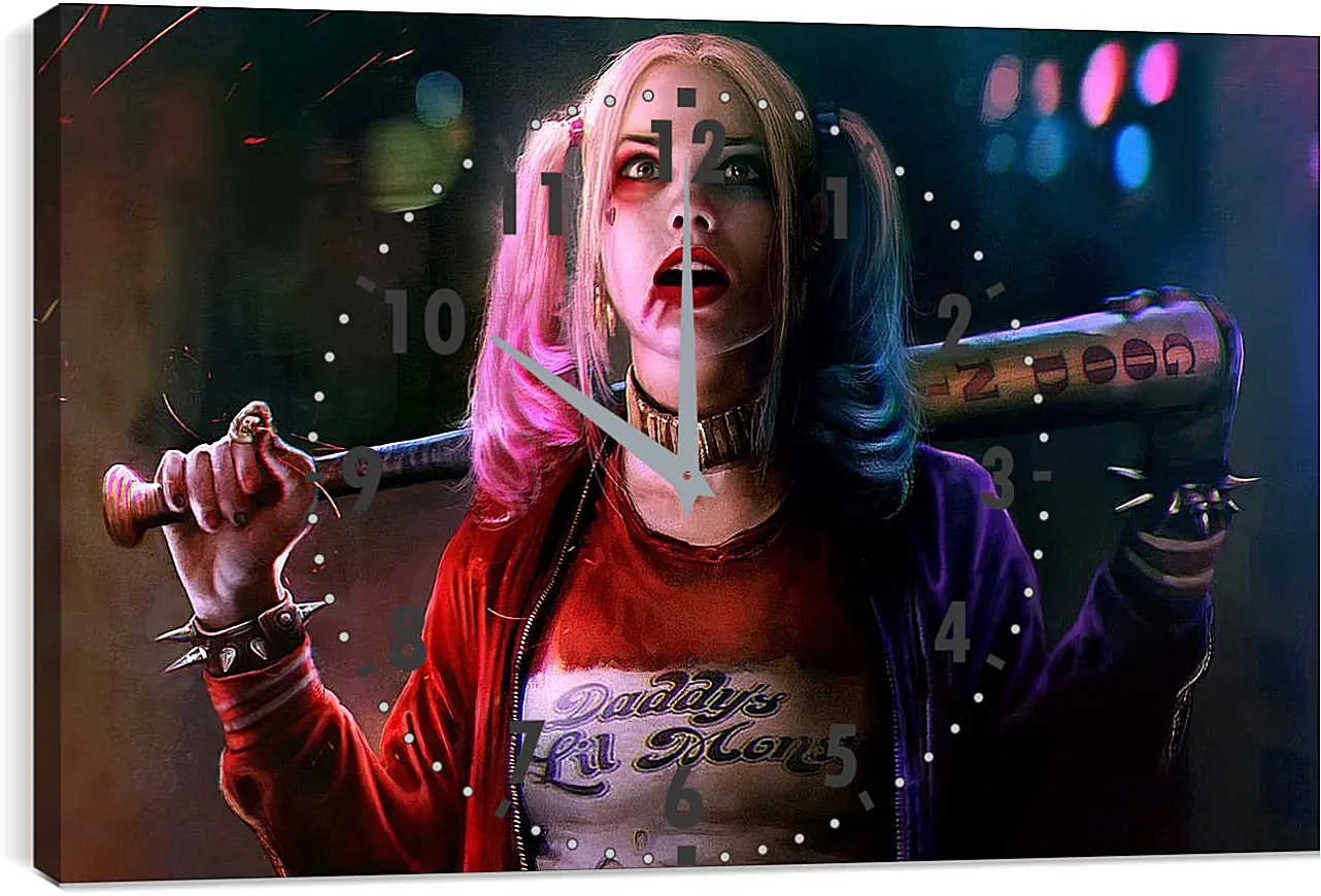 Часы картина - Харли Квинн (Harley Quinn) с битой