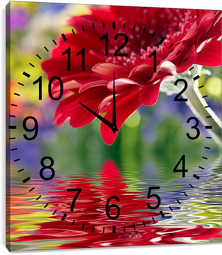Часы картина - Отражение цветка