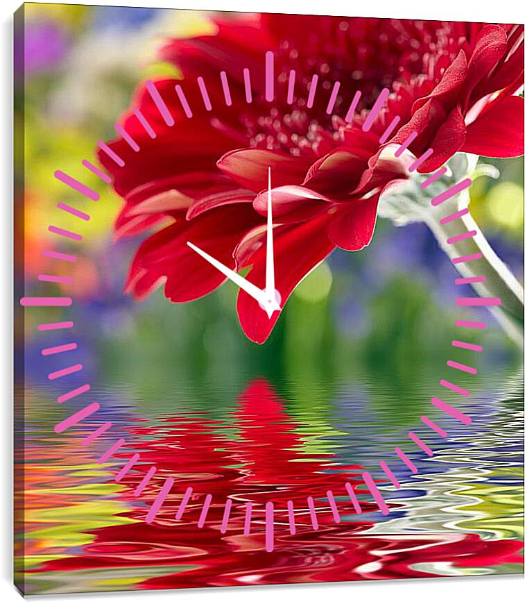 Часы картина - Отражение цветка