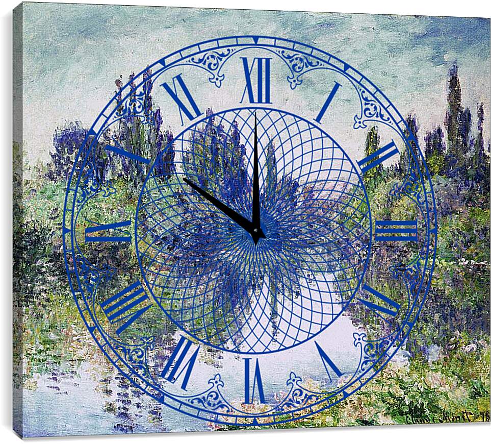 Часы картина - Утро на Сене близ Ветёя 1878г. Клод Моне