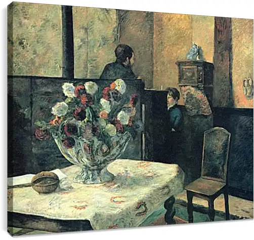 Постер и плакат - Painting of an interior at rue Carcel (Carcel Street), Paris. Поль Гоген