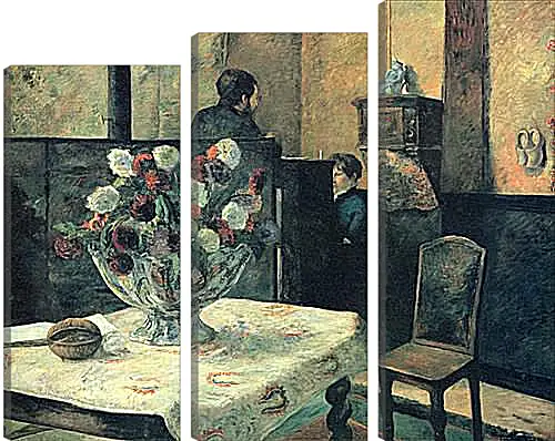 Модульная картина - Painting of an interior at rue Carcel (Carcel Street), Paris. Поль Гоген