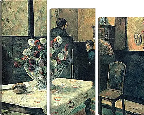 Модульная картина - Painting of an interior at rue Carcel (Carcel Street), Paris. Поль Гоген