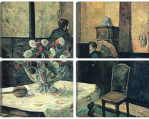 Модульная картина - Painting of an interior at rue Carcel (Carcel Street), Paris. Поль Гоген