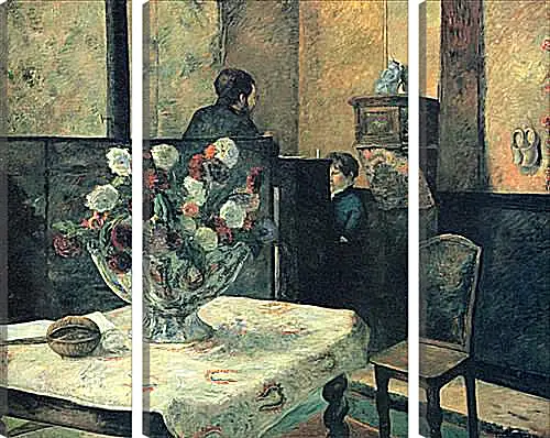 Модульная картина - Painting of an interior at rue Carcel (Carcel Street), Paris. Поль Гоген