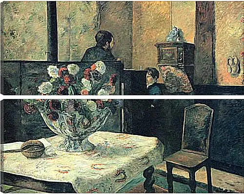 Модульная картина - Painting of an interior at rue Carcel (Carcel Street), Paris. Поль Гоген