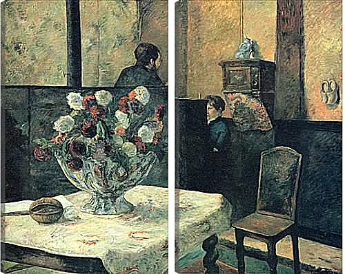 Модульная картина - Painting of an interior at rue Carcel (Carcel Street), Paris. Поль Гоген