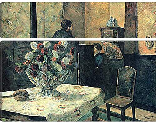 Модульная картина - Painting of an interior at rue Carcel (Carcel Street), Paris. Поль Гоген