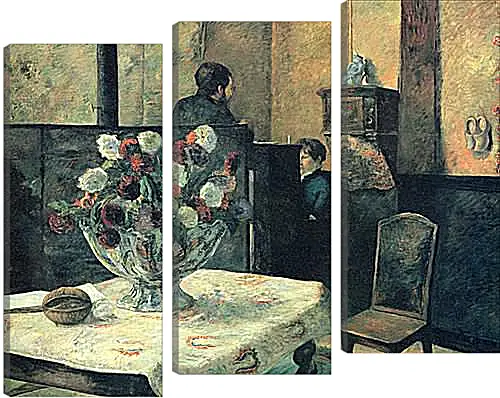 Модульная картина - Painting of an interior at rue Carcel (Carcel Street), Paris. Поль Гоген