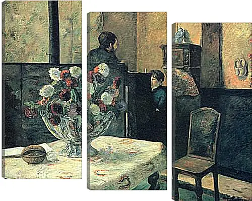 Модульная картина - Painting of an interior at rue Carcel (Carcel Street), Paris. Поль Гоген