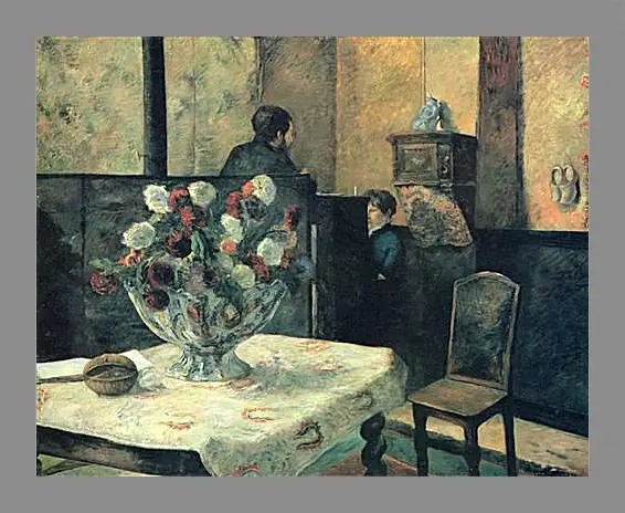 Картина в раме - Painting of an interior at rue Carcel (Carcel Street), Paris. Поль Гоген