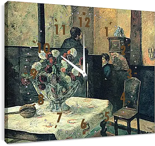 Часы картина - Painting of an interior at rue Carcel (Carcel Street), Paris. Поль Гоген