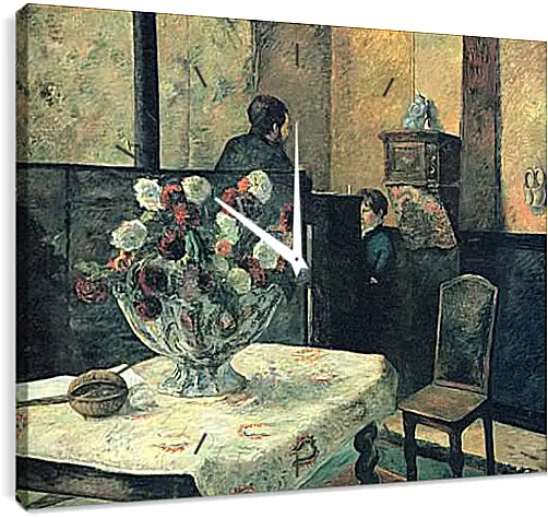 Часы картина - Painting of an interior at rue Carcel (Carcel Street), Paris. Поль Гоген