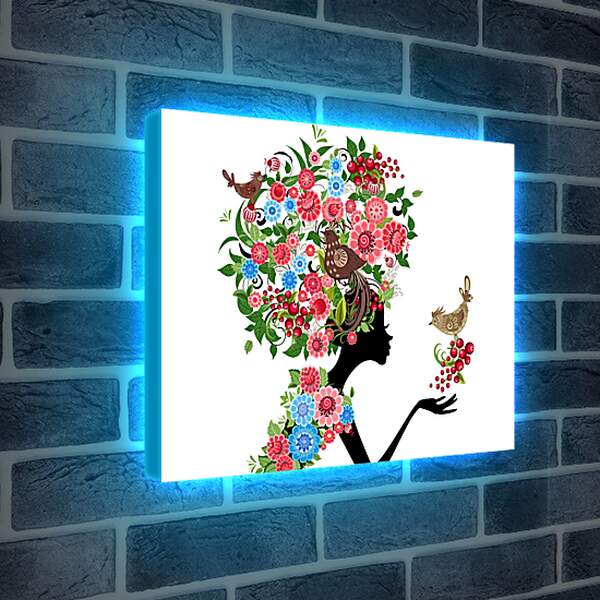 Лайтбокс световая панель - Девушка и цветы