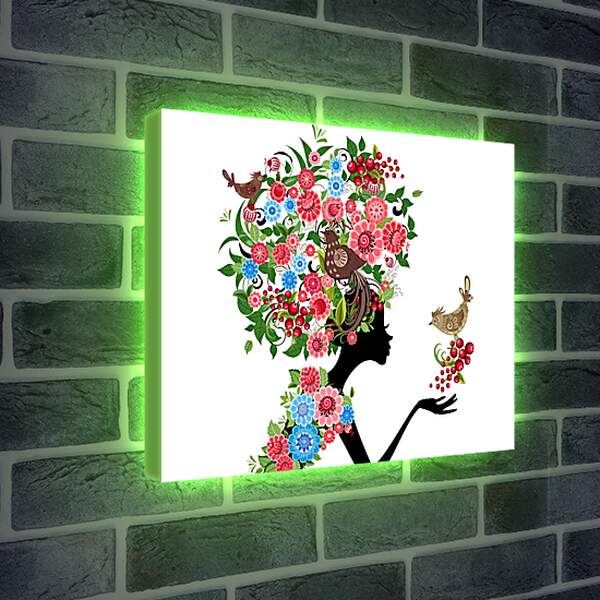 Лайтбокс световая панель - Девушка и цветы