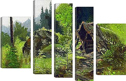 Модульная картина - Шалаш в лесу. Мещерский Арсений