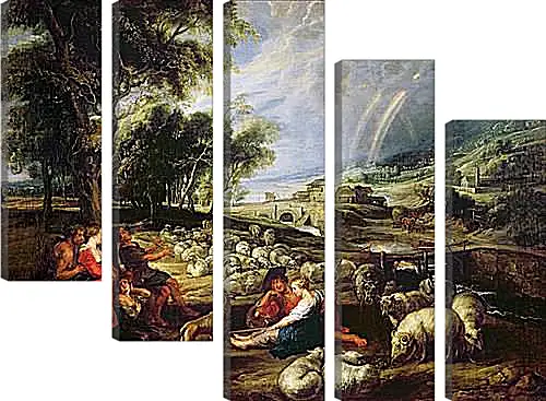 Модульная картина - Landscape with Rainbow. Питер Пауль Рубенс
