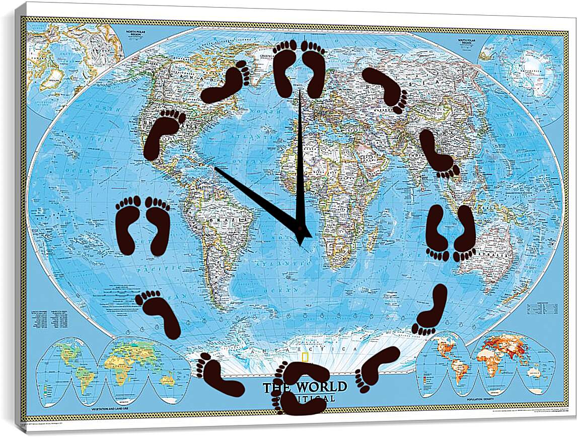 Часы картина - Политическая карта мира