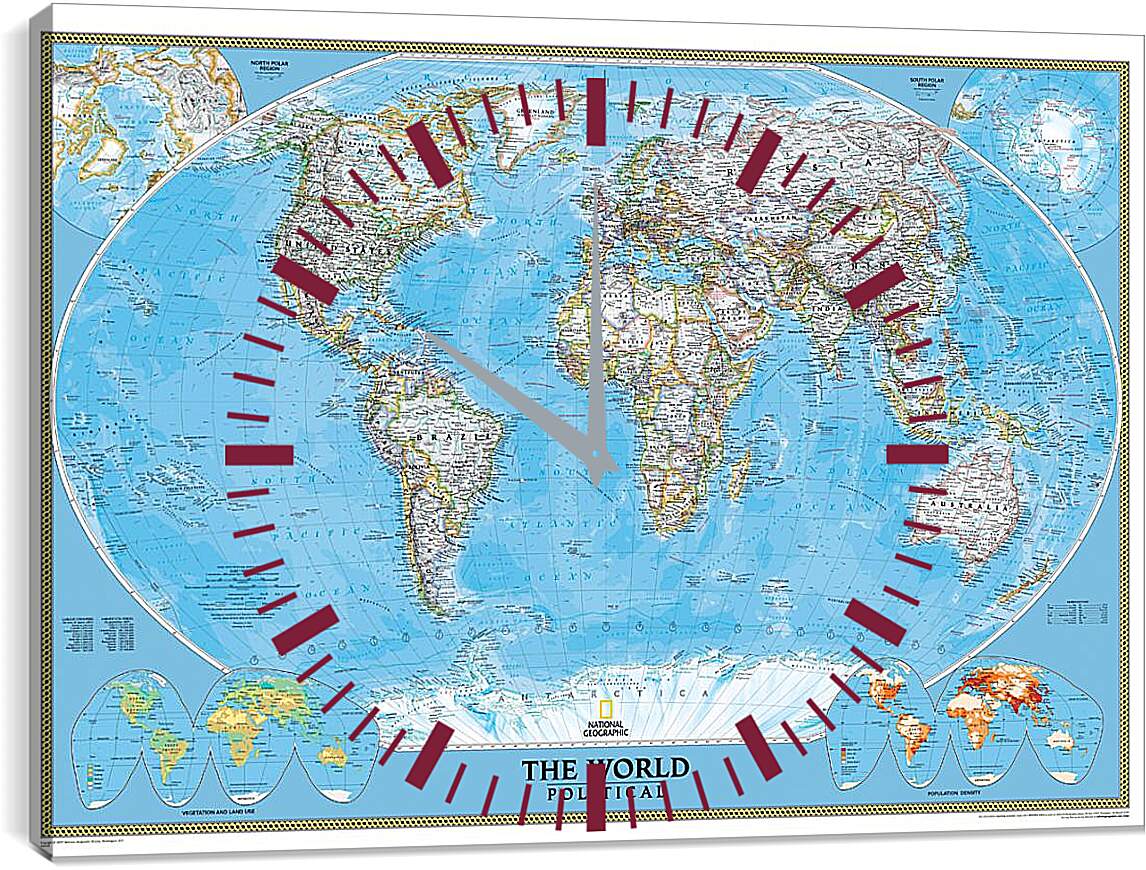 Часы картина - Политическая карта мира