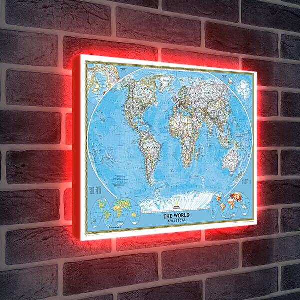 Лайтбокс световая панель - Политическая карта мира