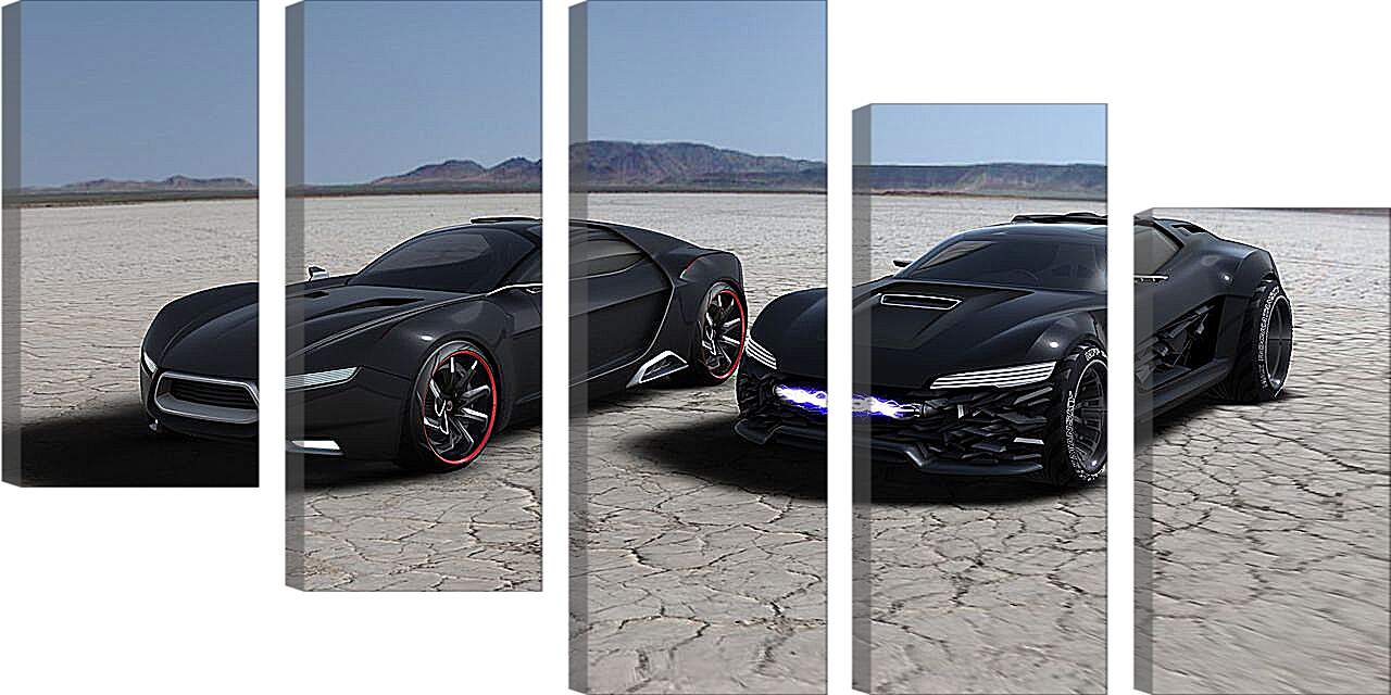Модульная картина - Машины в пустыне