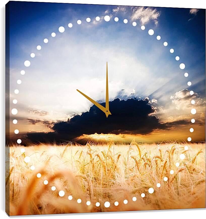 Часы картина - Пшеничное поле и грозовое облако