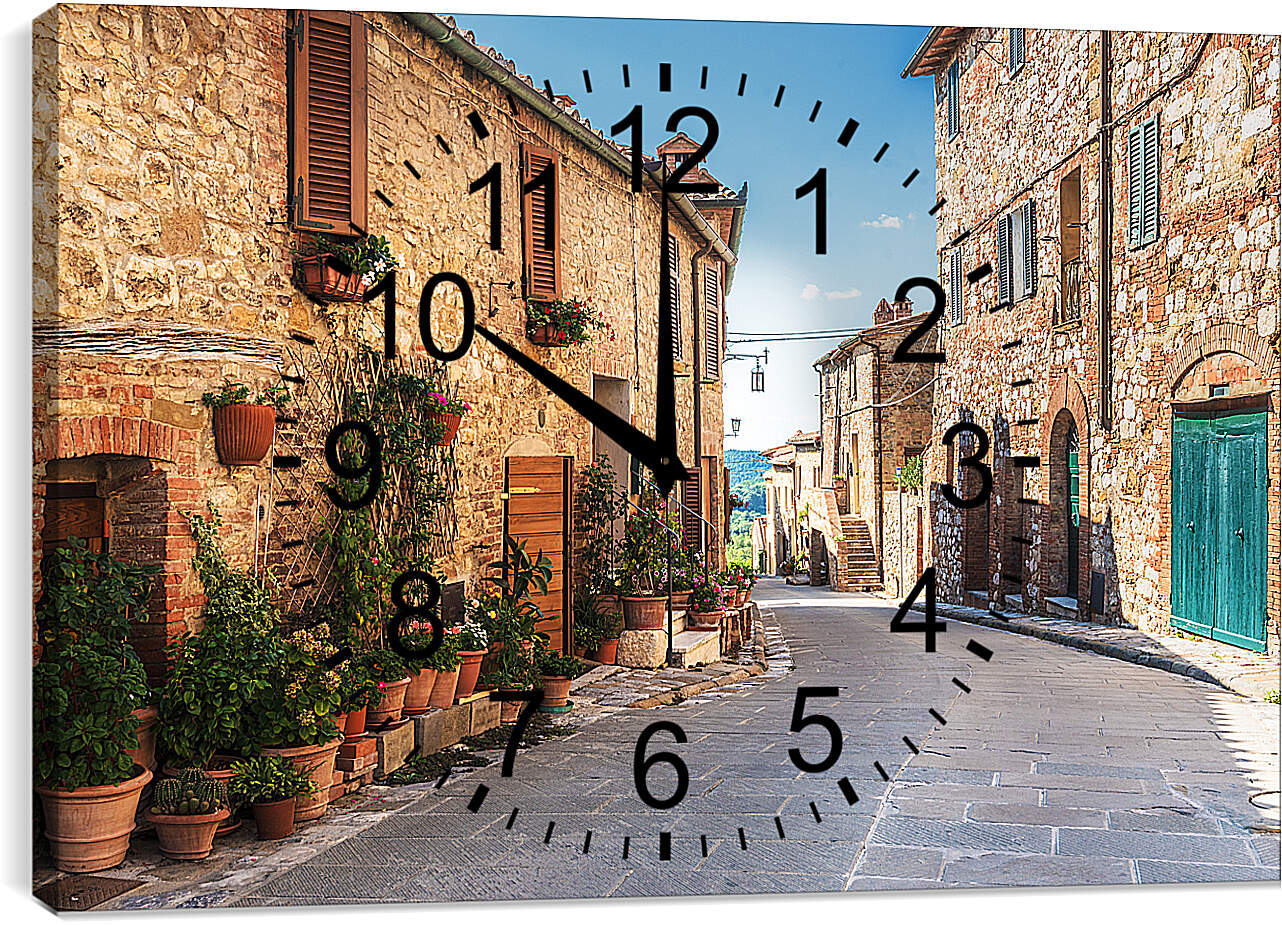 Часы картина - Улица Тосканы Италия
