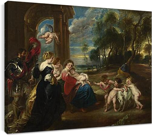 Постер и плакат - The Holy Family with Saints in a Landscape. Питер Пауль Рубенс