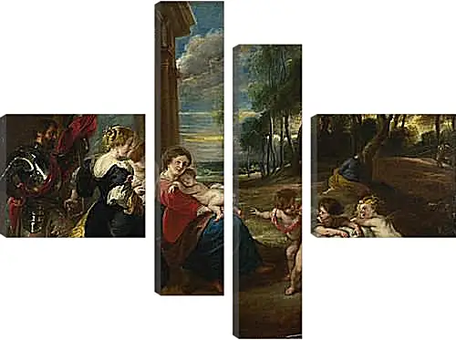 Модульная картина - The Holy Family with Saints in a Landscape. Питер Пауль Рубенс