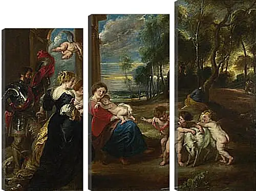 Модульная картина - The Holy Family with Saints in a Landscape. Питер Пауль Рубенс