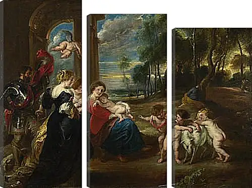 Модульная картина - The Holy Family with Saints in a Landscape. Питер Пауль Рубенс