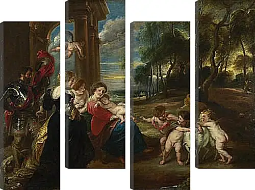 Модульная картина - The Holy Family with Saints in a Landscape. Питер Пауль Рубенс