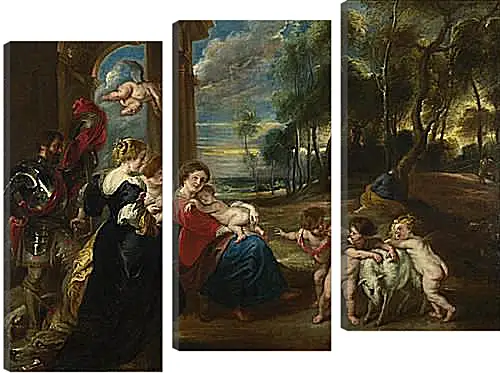 Модульная картина - The Holy Family with Saints in a Landscape. Питер Пауль Рубенс