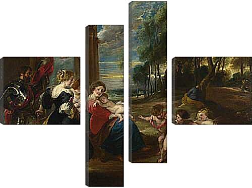 Модульная картина - The Holy Family with Saints in a Landscape. Питер Пауль Рубенс